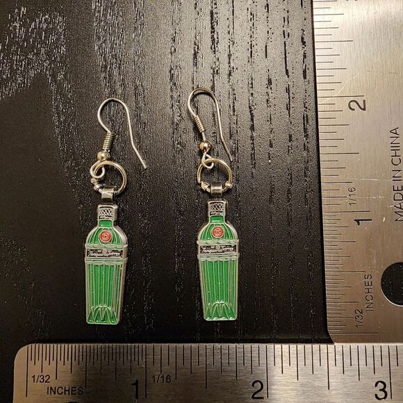 Green Bottle Hook Earrings - Picture 2 of 3